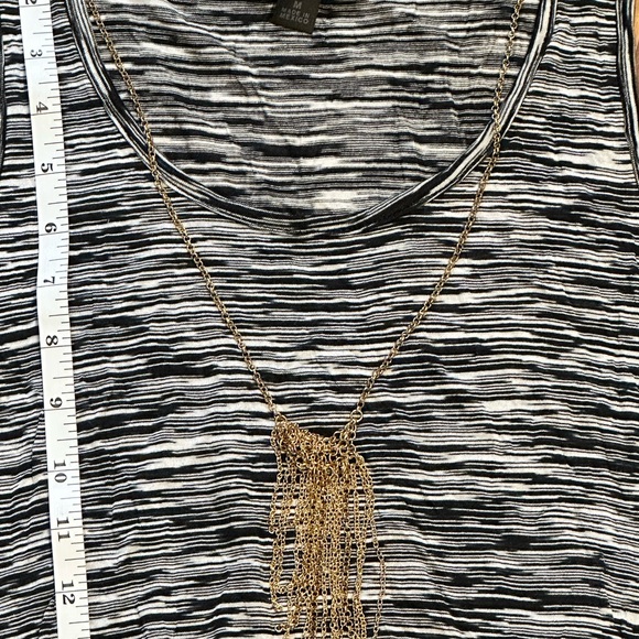 BCX Black and White Tank Top With Gold Chain Detail - Picture 4 of 10